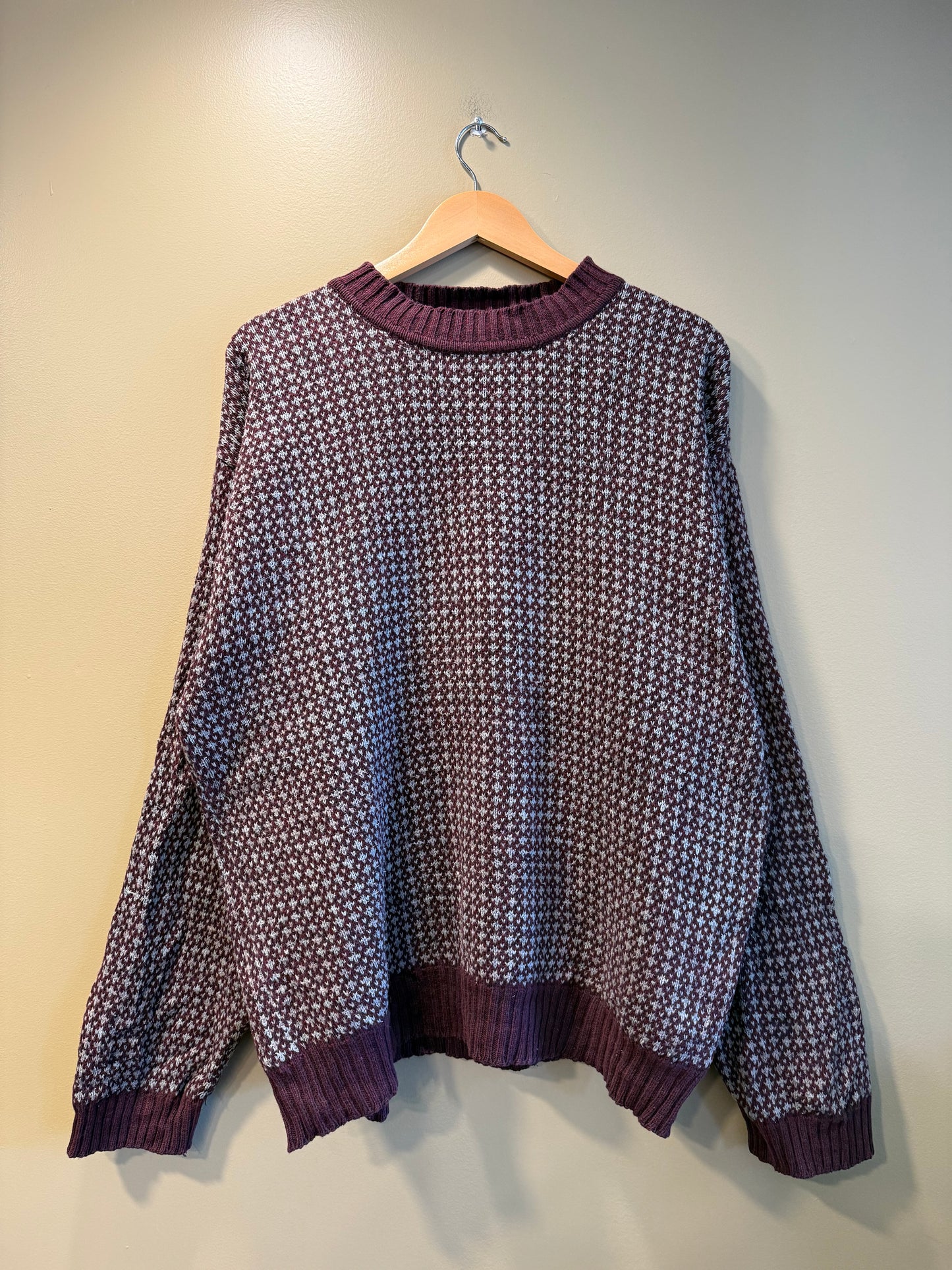 Vintage Eddie Bauer Cotton Silk Blend Maroon & White Sweater- L