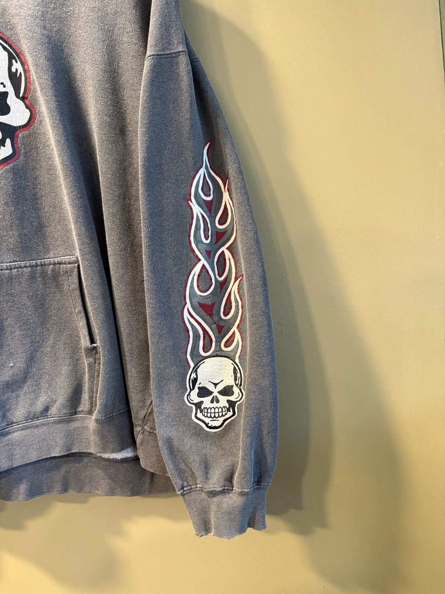 Vintage Y2K No Boundaries Flame Skull Hoodie Sweatshirt- XL/XXL