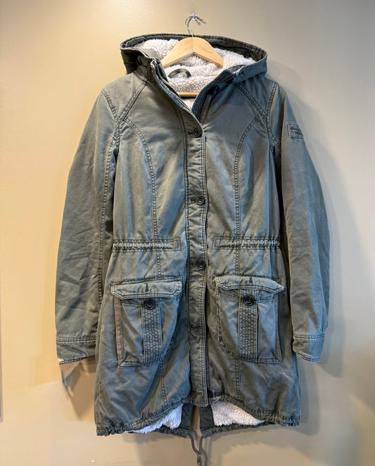 Vintage Abercrombie & Fitch Green Women’s Sherpa Lined Hooded Jacket- L
