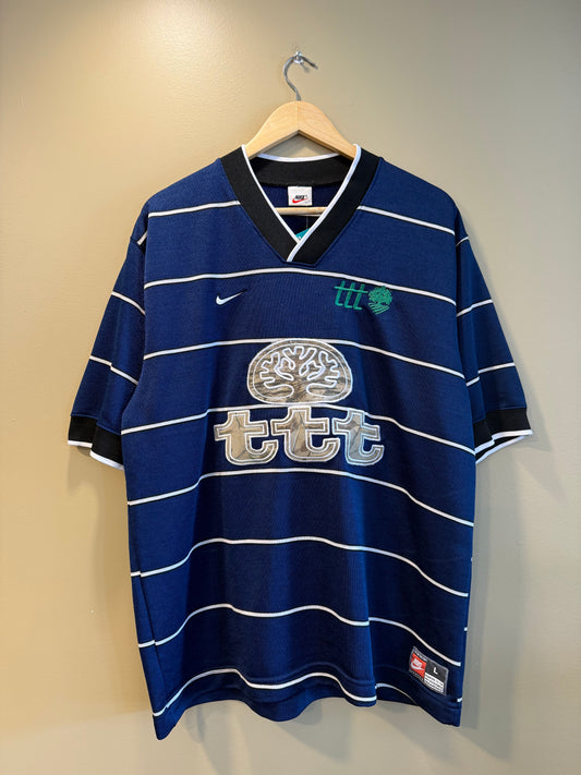 TTT Nike Navy Blue Striped Football Soccer Jersey- L
