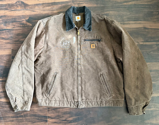 Vintage Carhartt Brown Flannel Lined Detroit Jacket- XXL