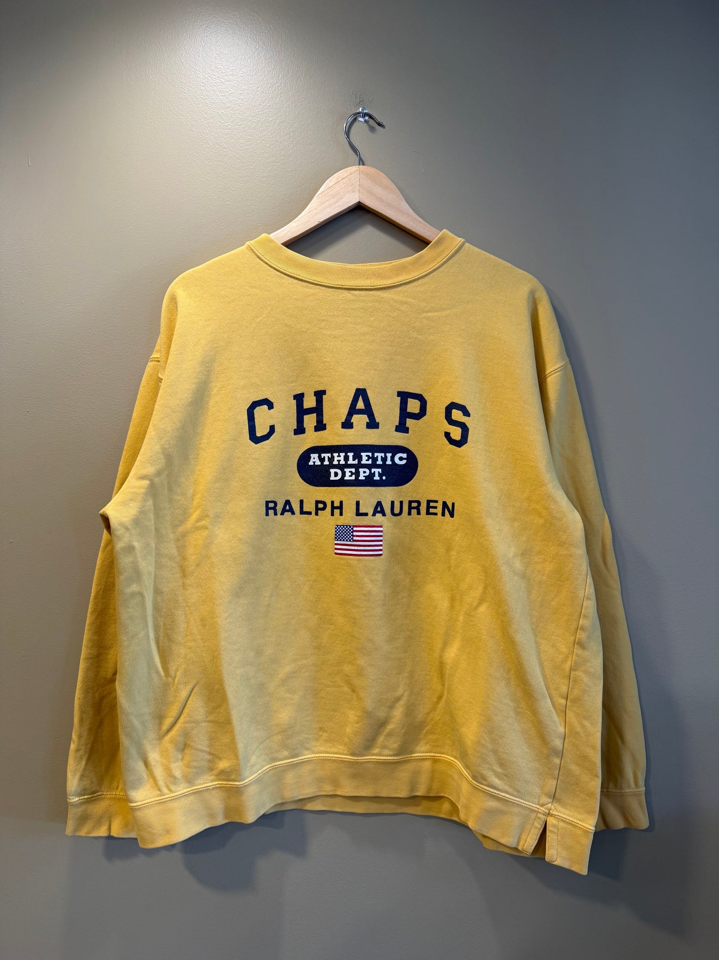 Vintage Chaps Ralph Lauren Yellow Crewneck Sweatshirt- M/L