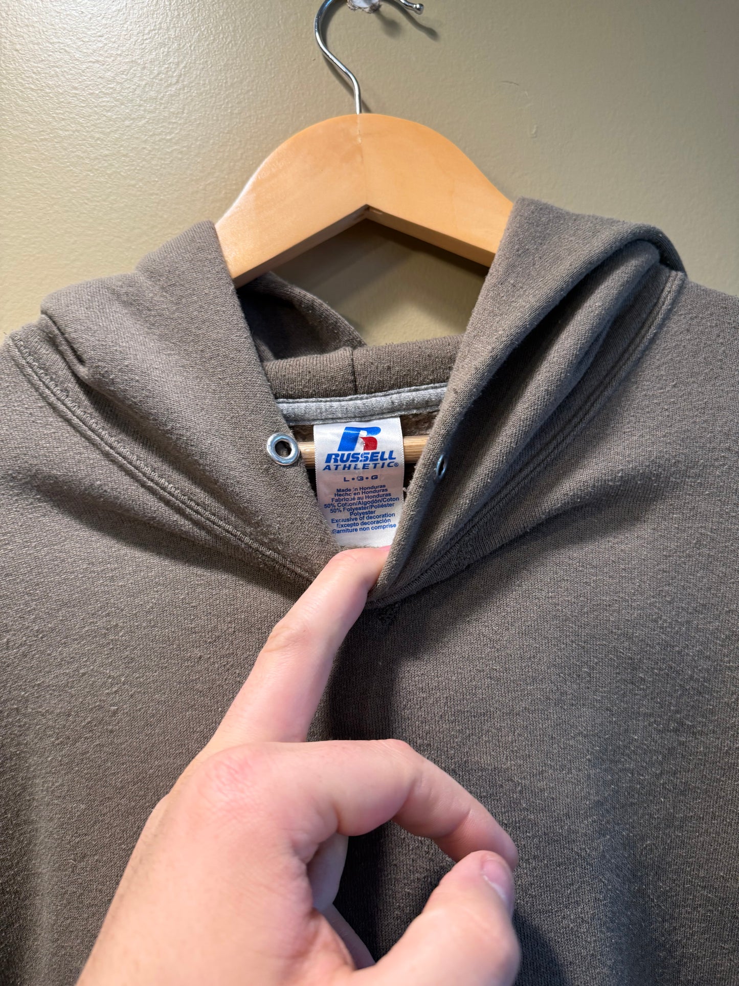 Vintage Russell Athletic Dark Tan Hoodie Sweatshirt- L