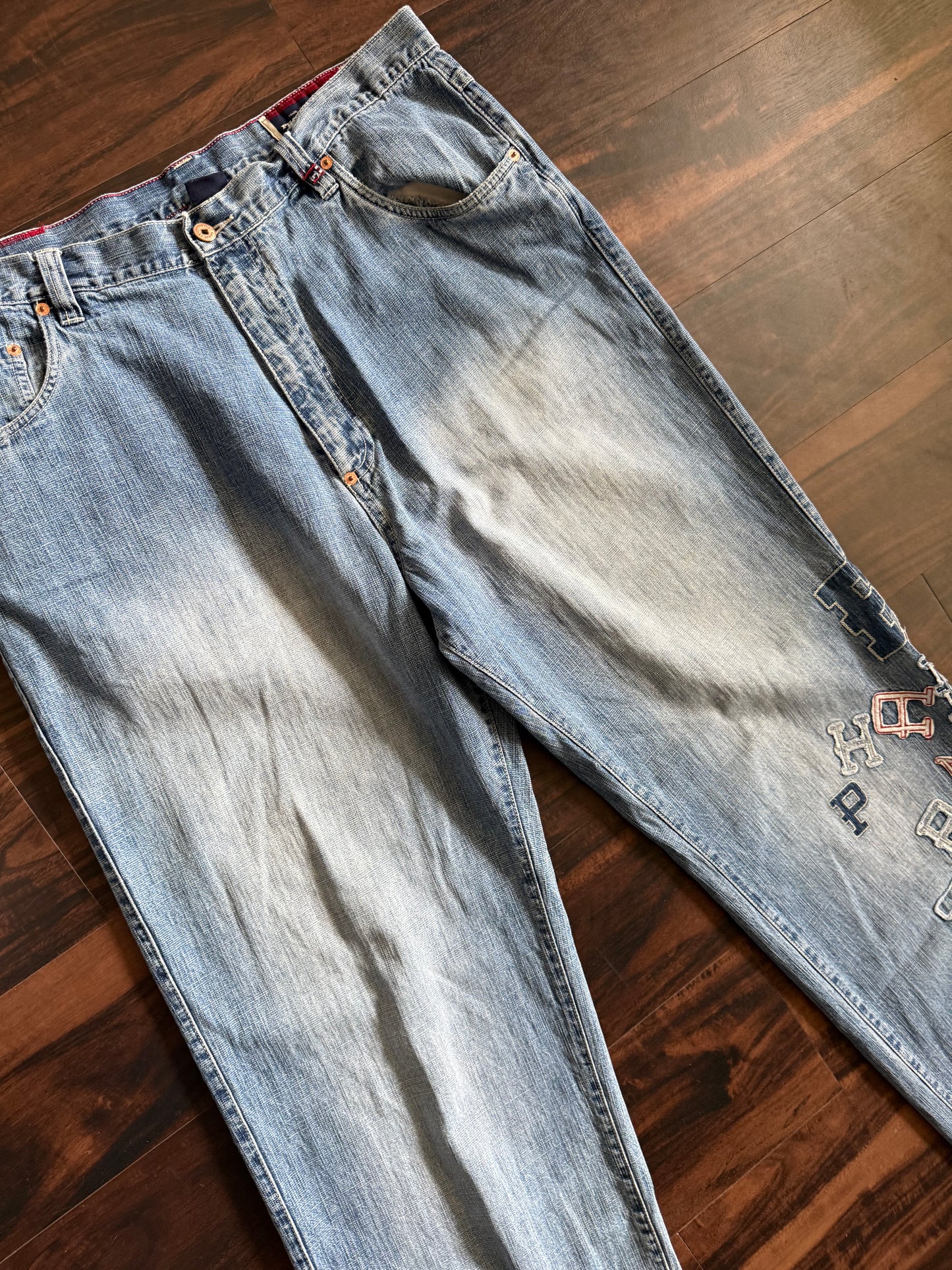 Vintage Y2K Phat Farm Patchwork Lettering Denim Jeans- 36x33