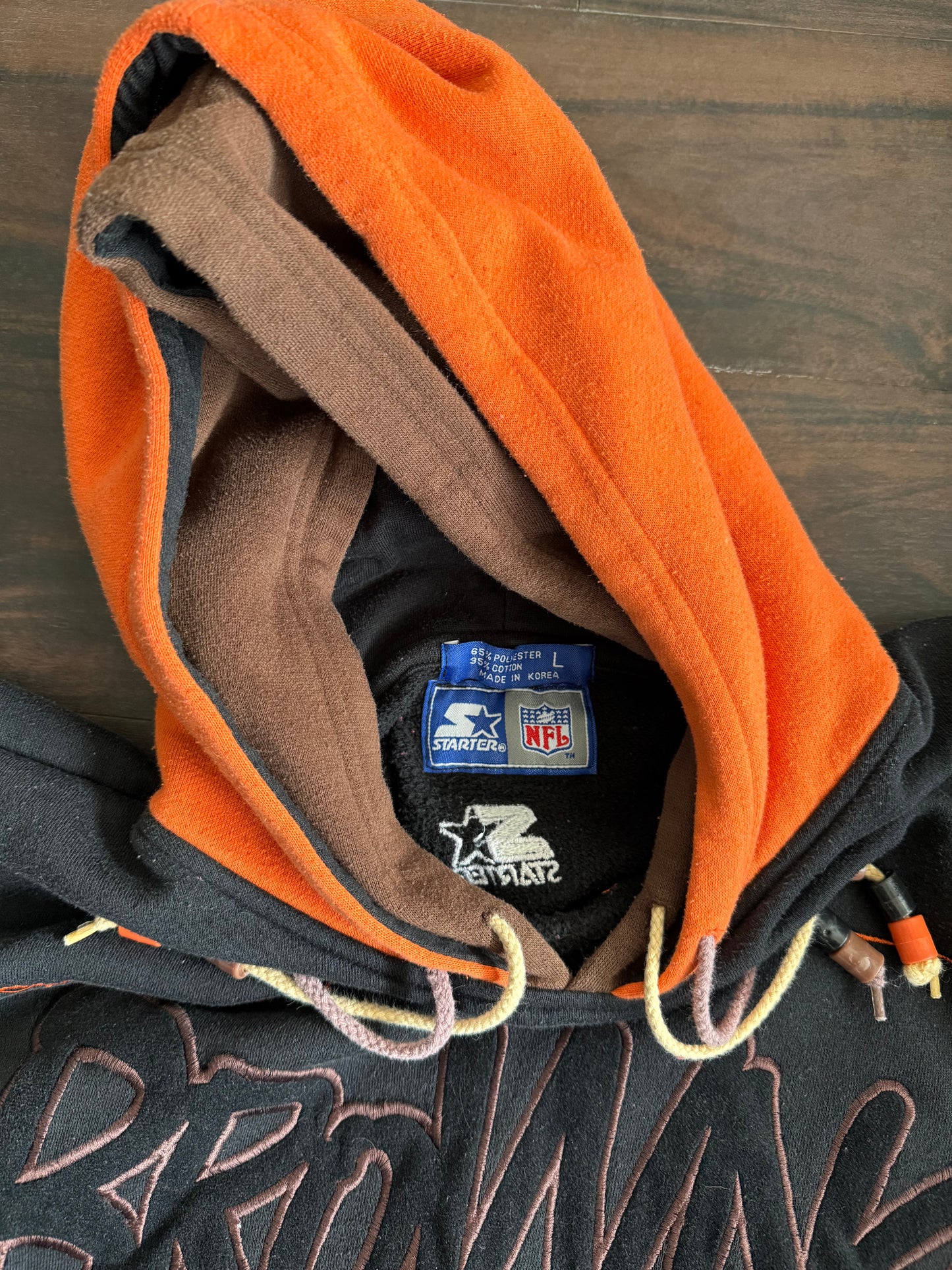 Vintage Starter Cleveland Browns Spell Out Hoodie Sweatshirt- XL