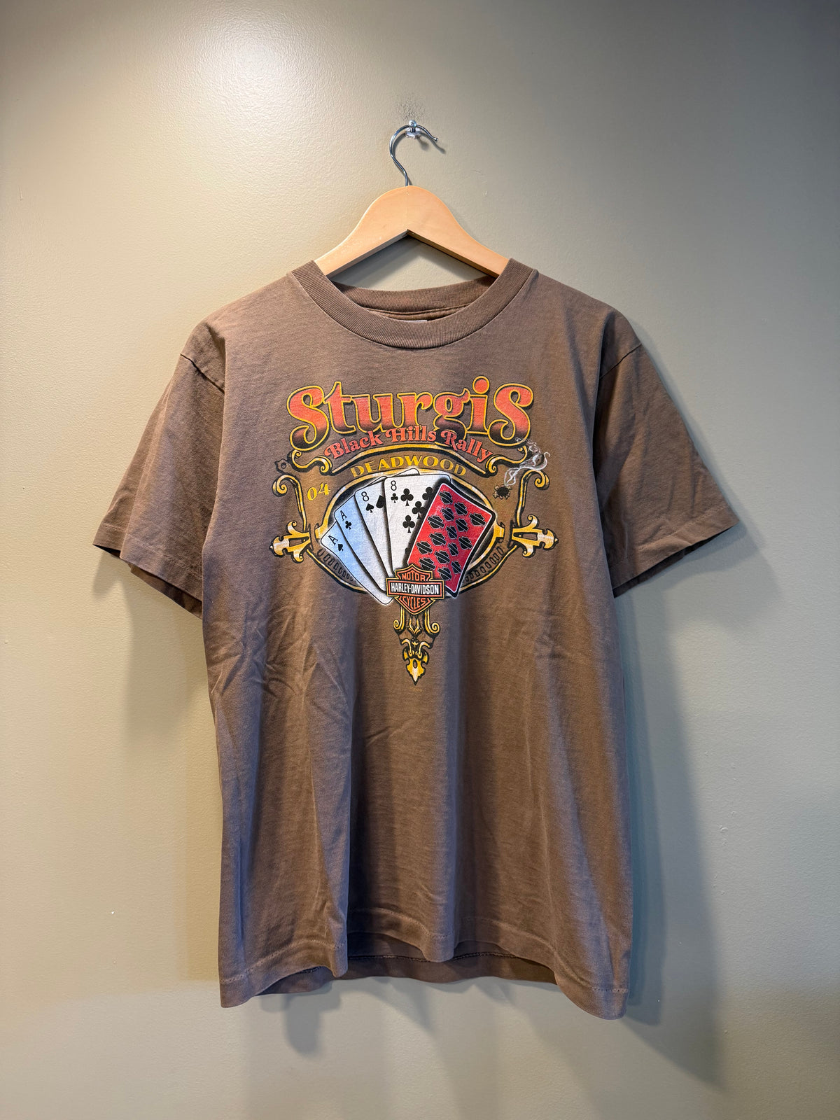 Vintage Harley Davidson Sturgis Gambling Brown T-Shirt- M