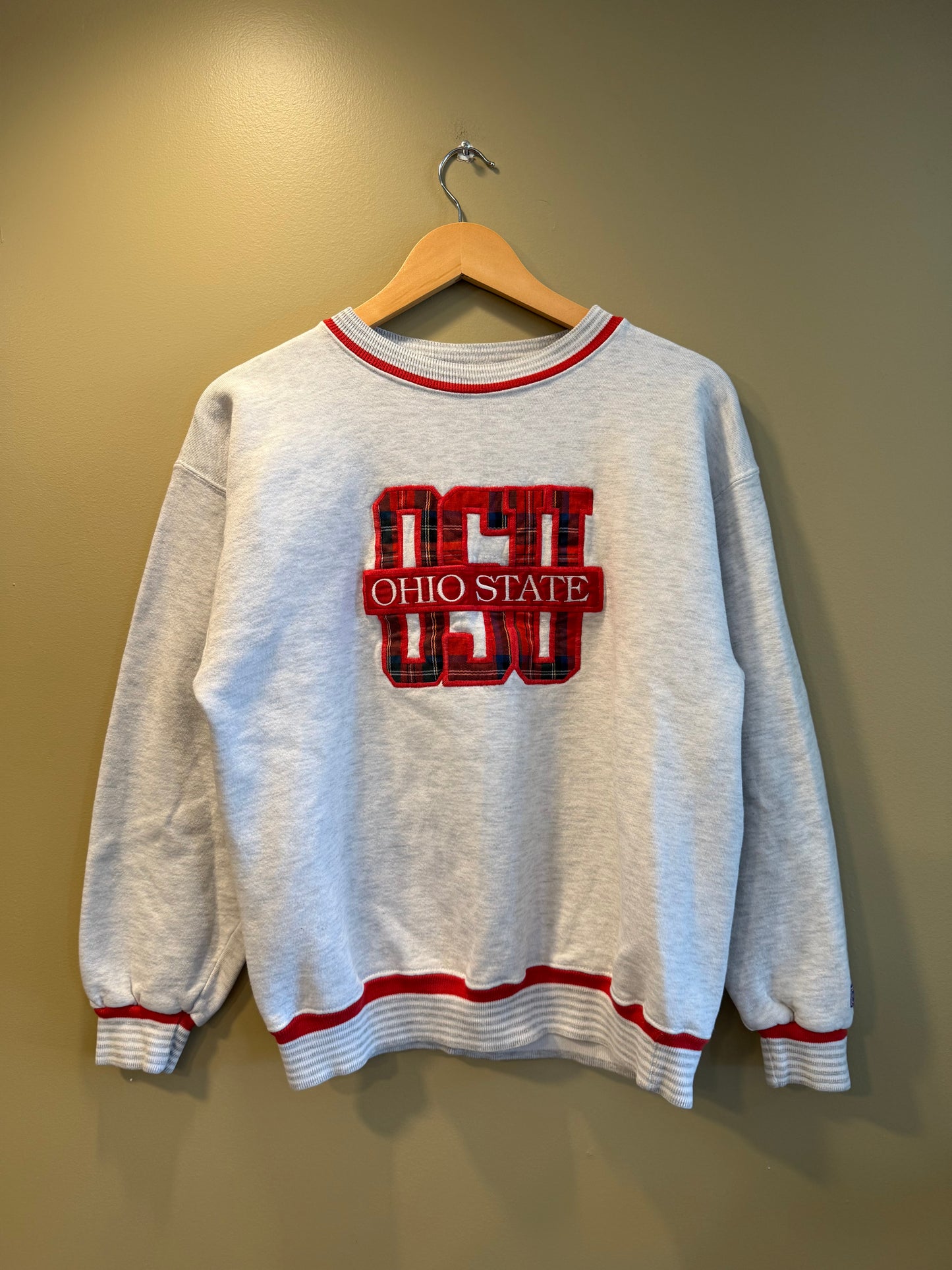 Vintage Ohio State University Gray & Red Embroidered Sweatshirt- M