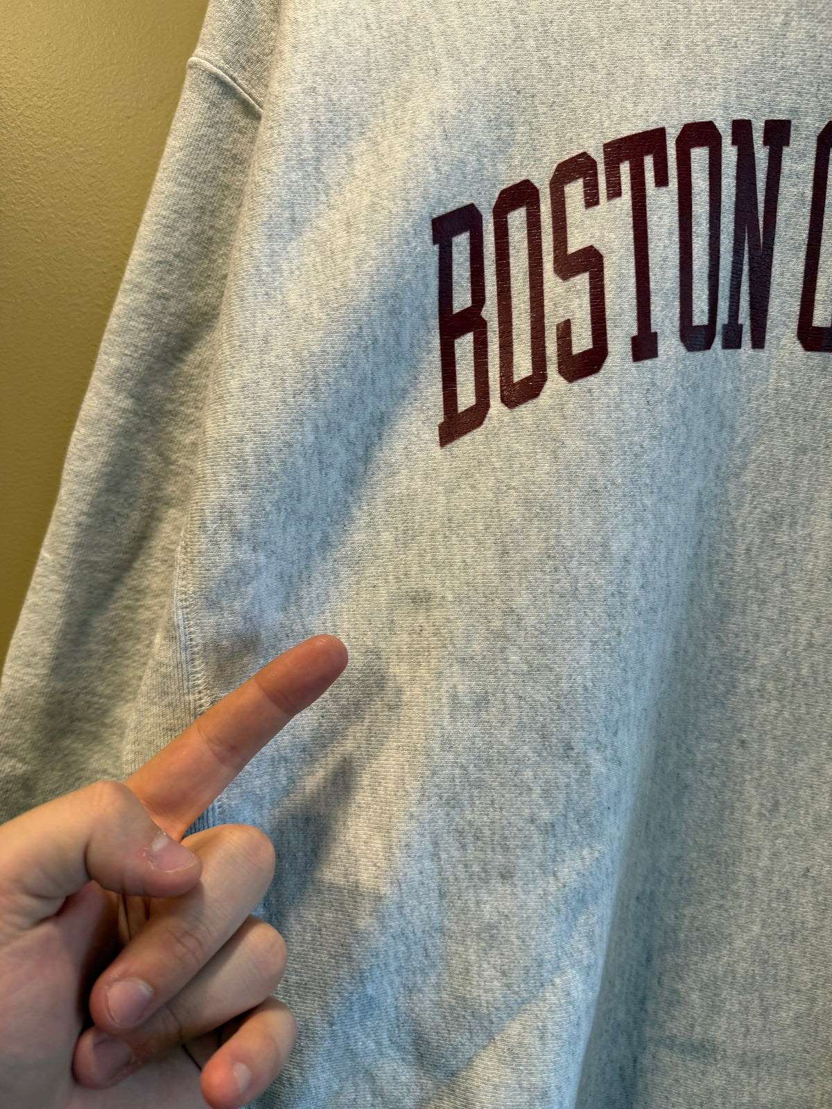 Boston College Champion Reverse Weave Spellout Crewneck Sweatshirt- L