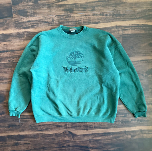 Vintage Timberland Weather Gear Green Embroidered Crewneck Sweatshirt- XL