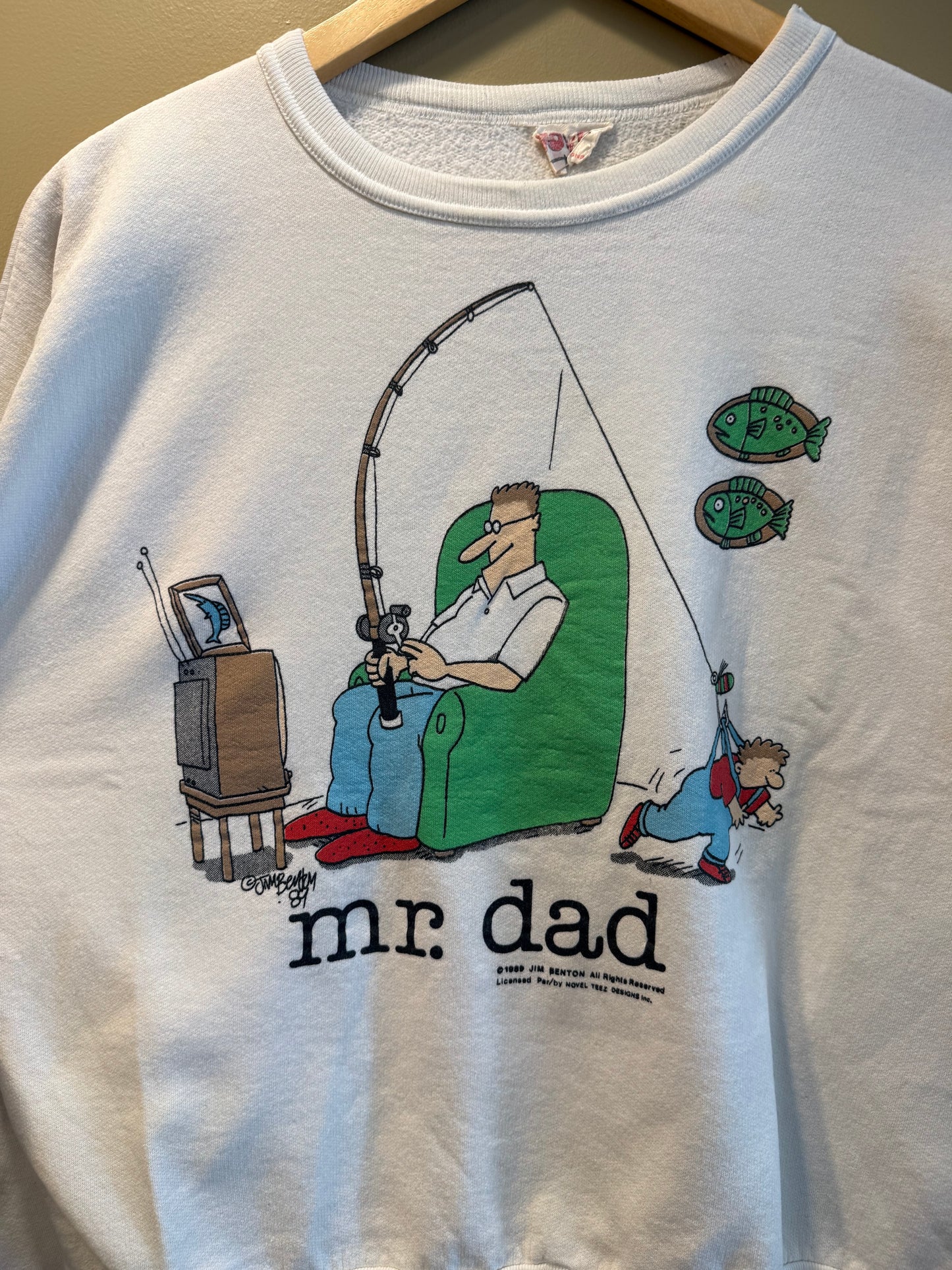 Vintage Mr. Dad Fishing Boxy Crewneck Sweatshirt- L