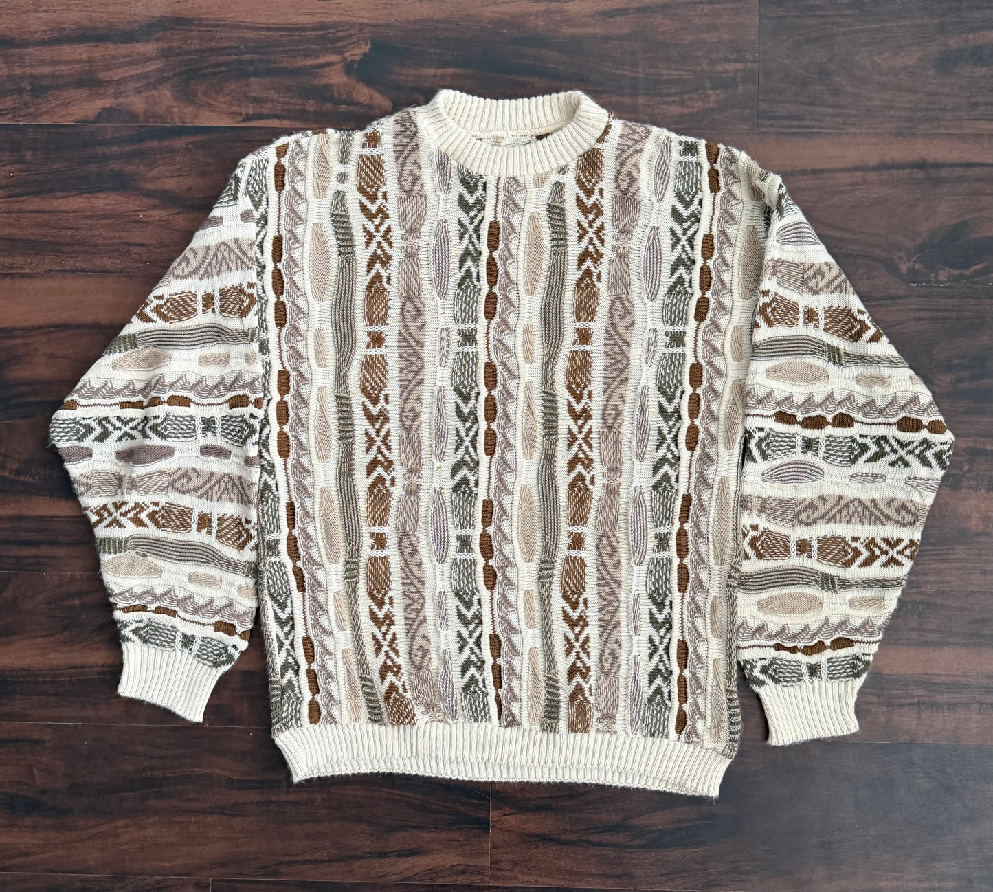 Vintage Earth Tones Coogi Style 3D Knit Sweater- M/L