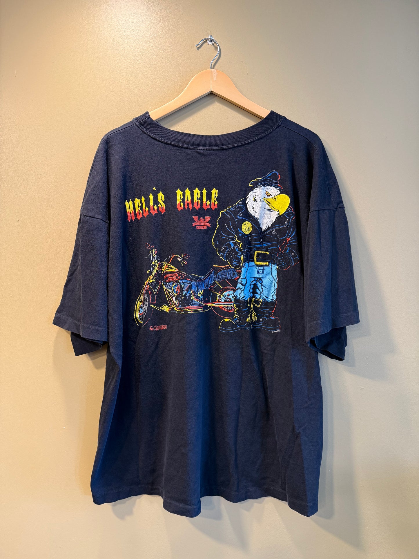 Vintage Hell’s Eagle Biker Pocket T-Shirt- XXL