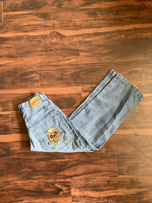 Vintage Y2K JNCO Baggy Streetwear Skull Denim Jeans- 30x32