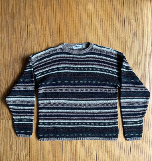 Vintage Striped Neutral Sweater- M