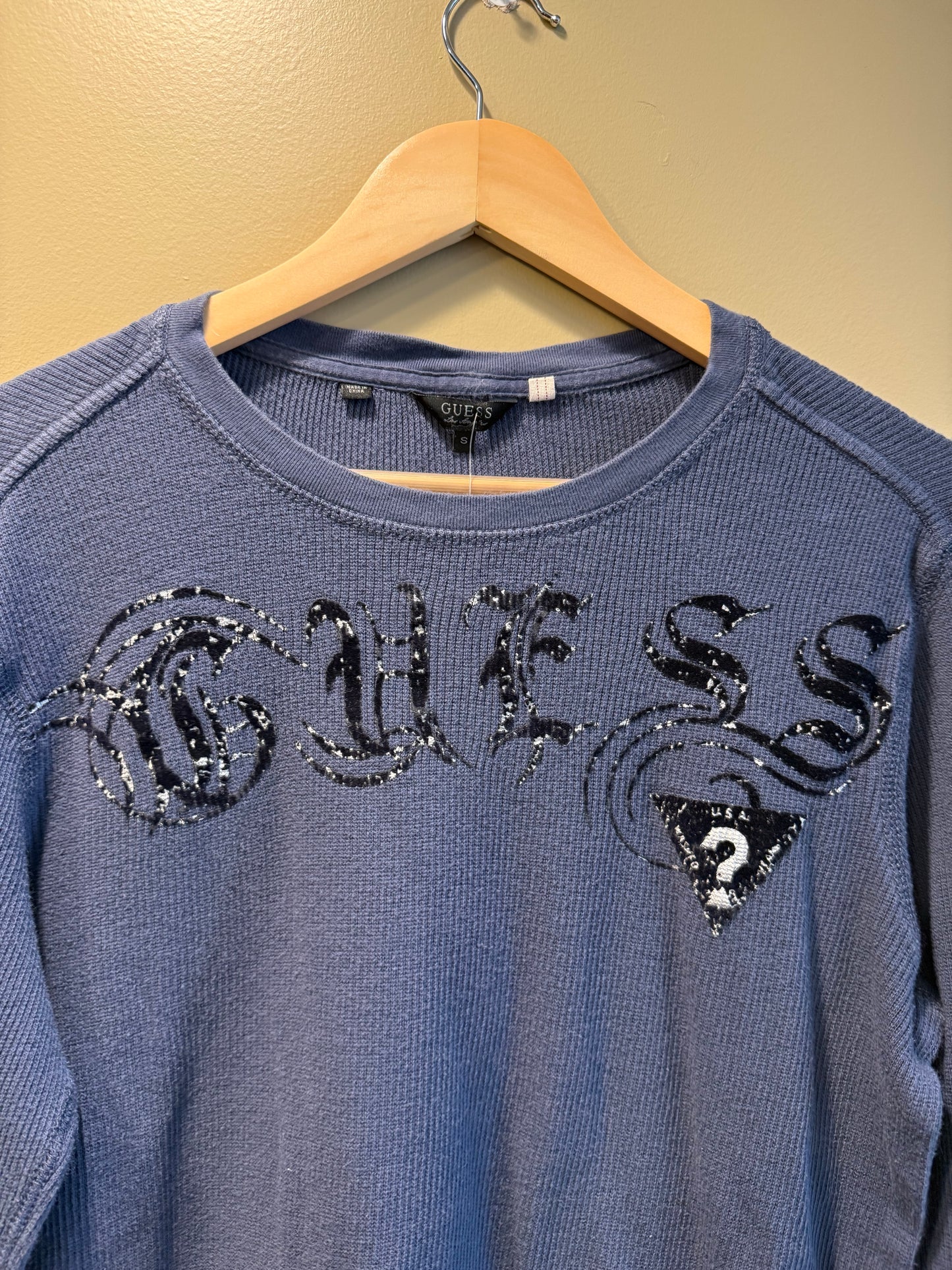 Vintage Y2K Guess Jeans Thermal Gothic T-Shirt- S