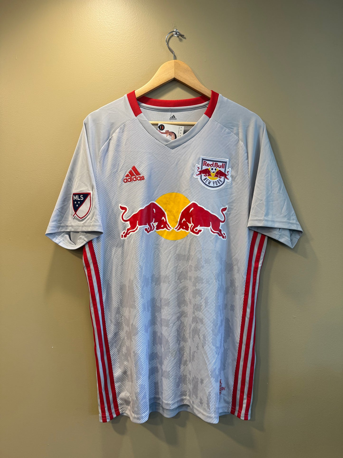 Vintage New York Red Bulls MLS Gray Soccer Jersey- L
