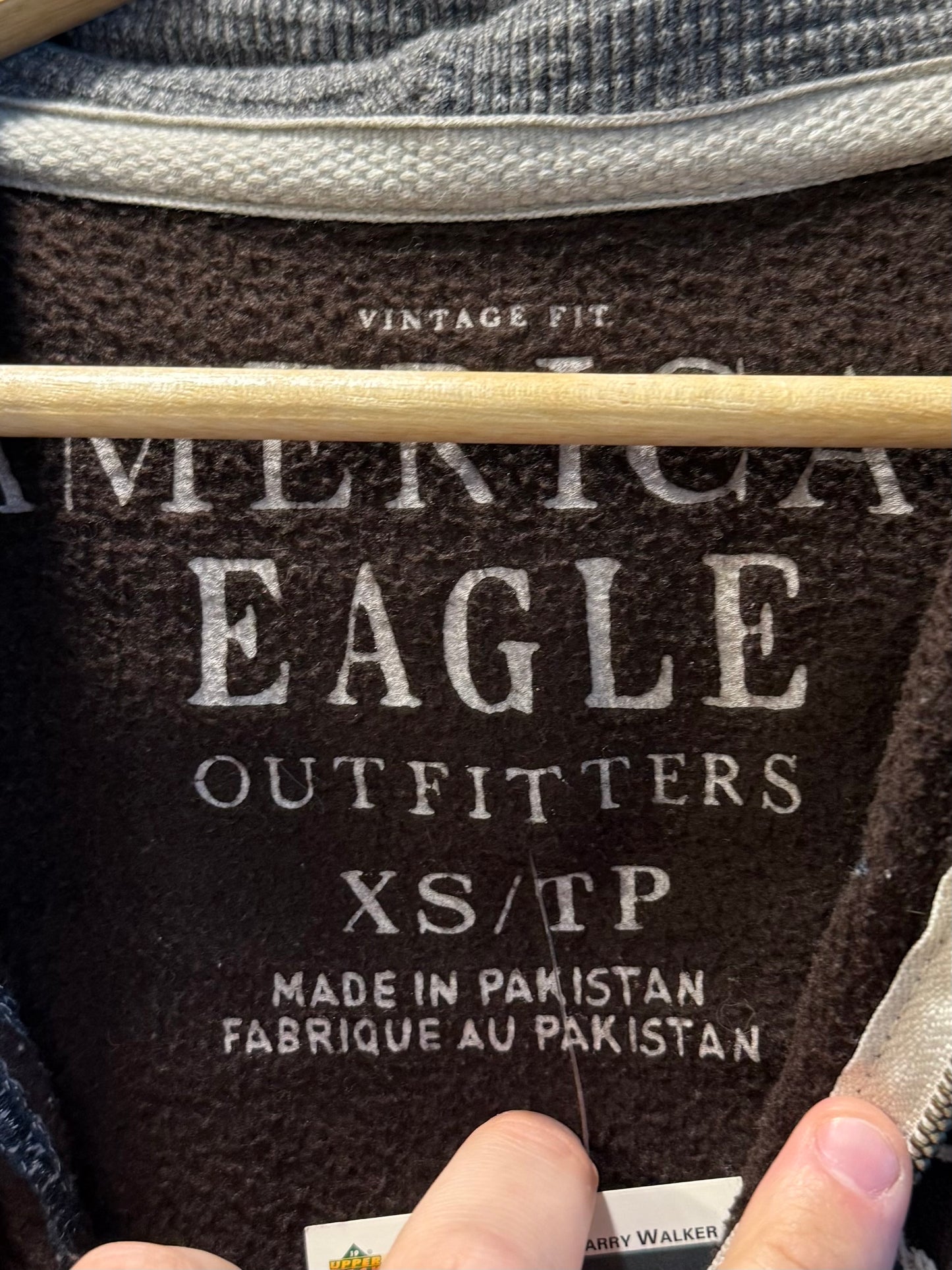 Vintage American Eagle Brown Zip-Up Hoodie Sweatshirt- S