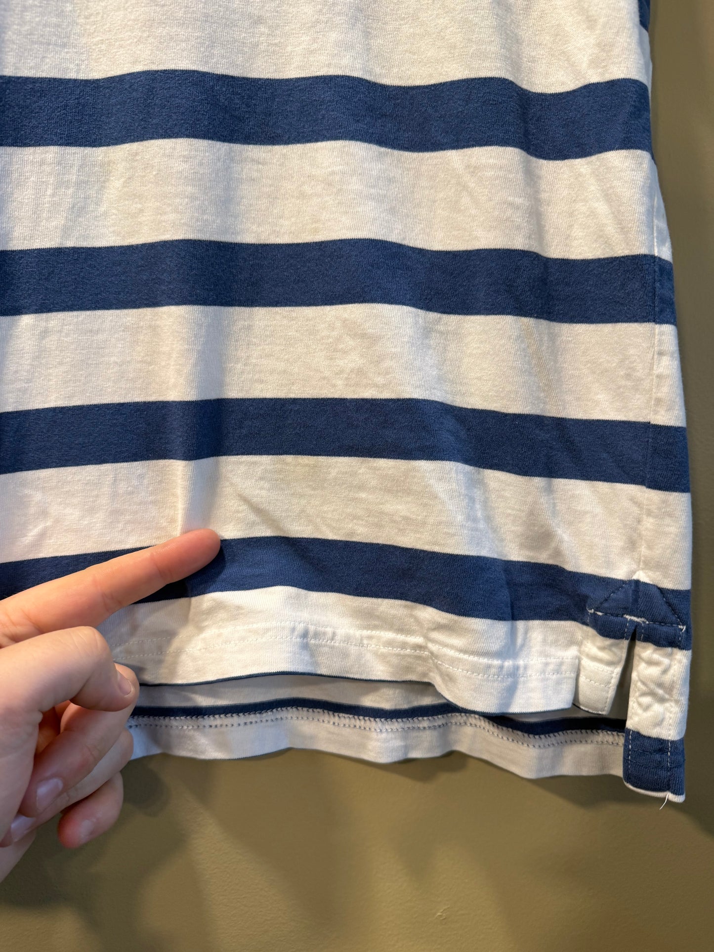 Vintage Abercrombie & Fitch Blue & White Striped Polo Shirt- L