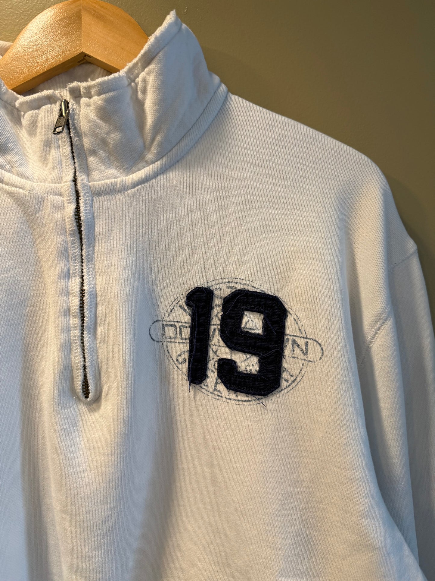Vintage Old Navy White Quarter-Zip Sweatshirt- XXL