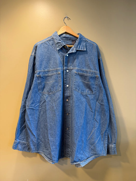 Vintage Route 66 Denim Pearl Snap Button Shirt- XL