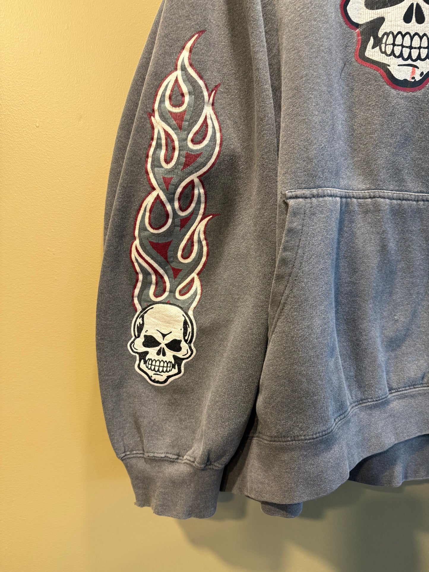 Vintage Y2K No Boundaries Flame Skull Hoodie Sweatshirt- XL/XXL