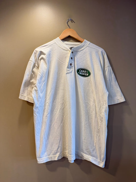 Vintage Land Rover White Henley T-Shirt - M
