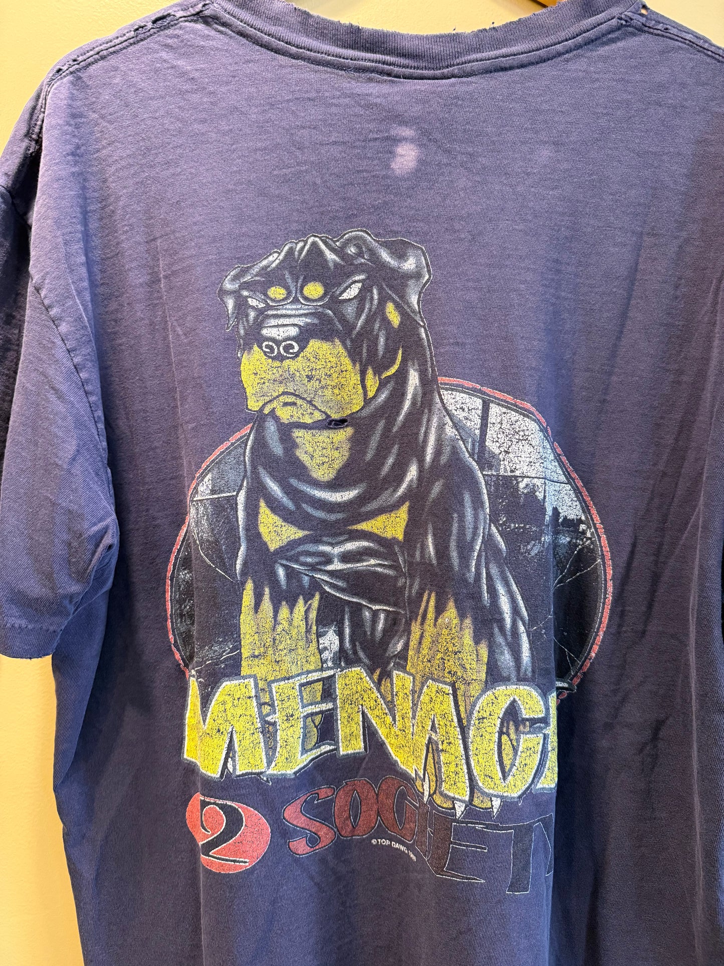 Vintage Top Dawg Menace 2 Society Distressed T-Shirt- XL