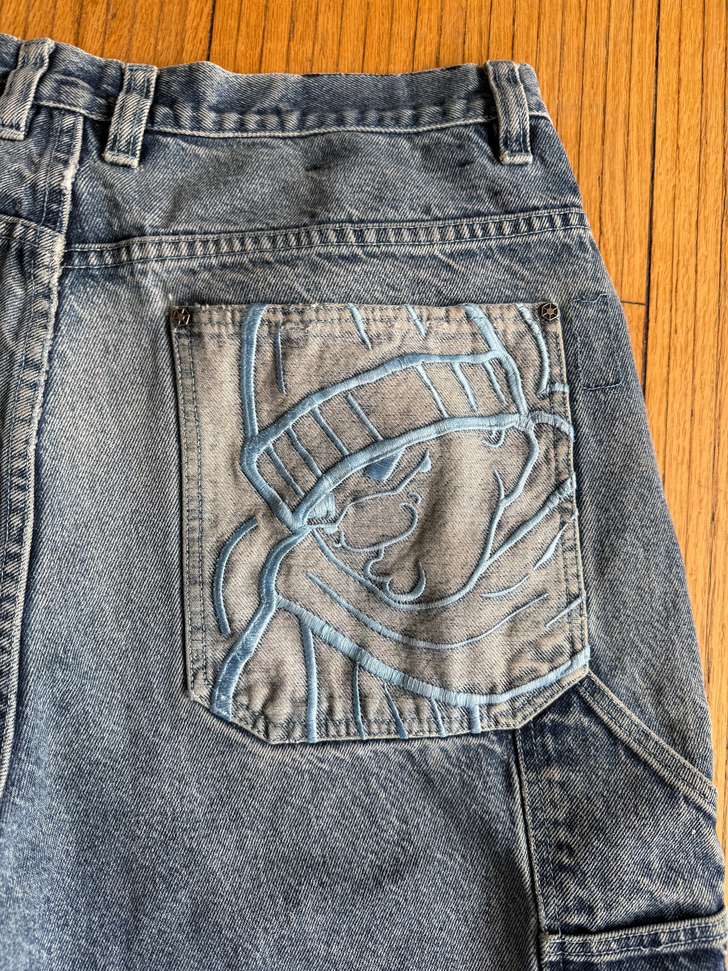 Vintage South Pole Embroidered Streetwear Jean Shorts- 34