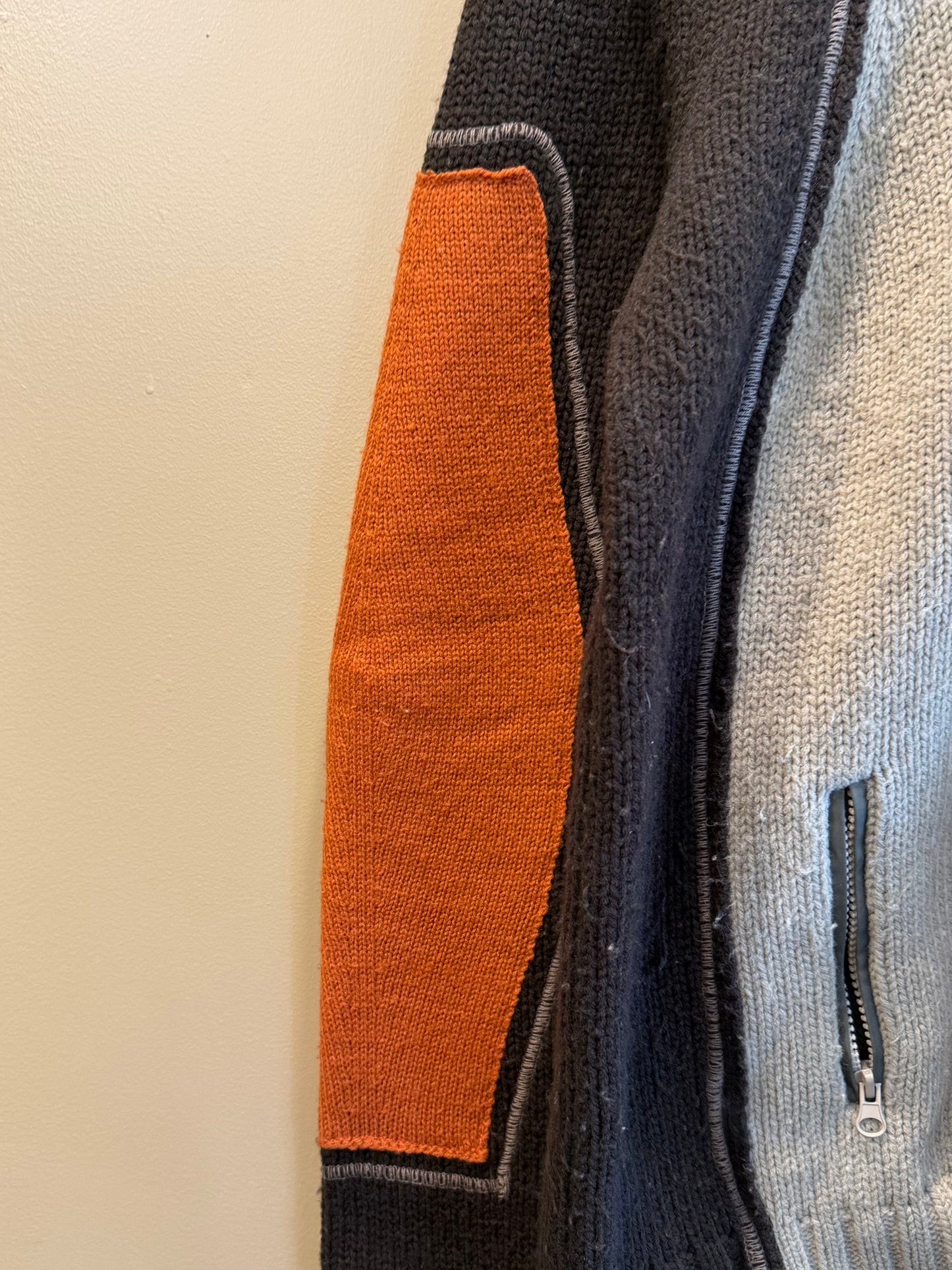 Vintage Brown & Orange Heavyweight Quarter-Zip Sweater- L