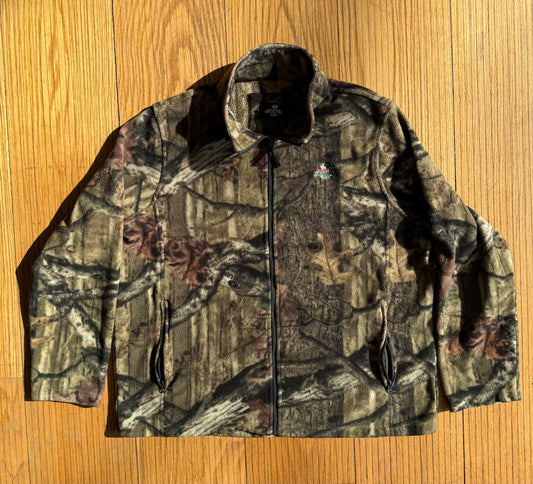 Vintage Mossy Oak Break-Up Infinity Real Tree Camouflage Fleece Zip-Up Jacket- XXL