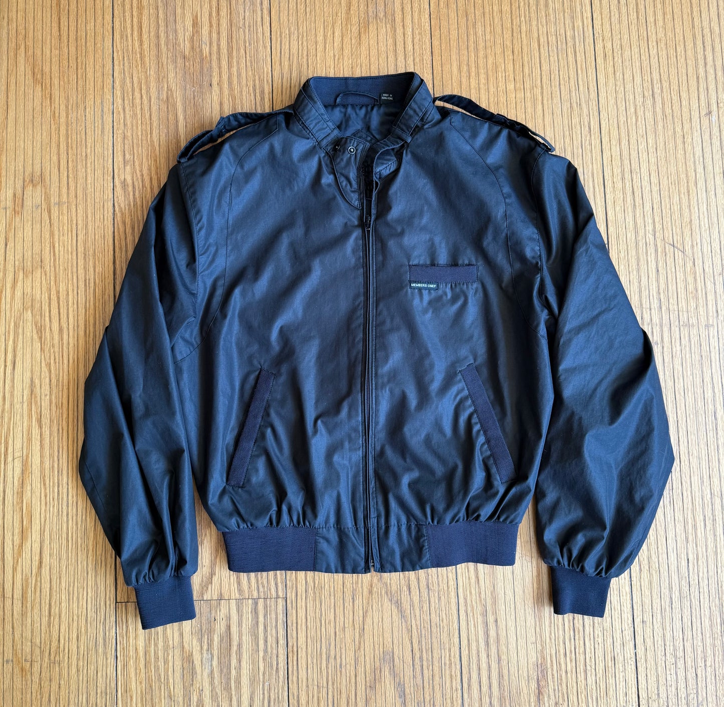 Vintage Members Only Black Nylon Jacket- L