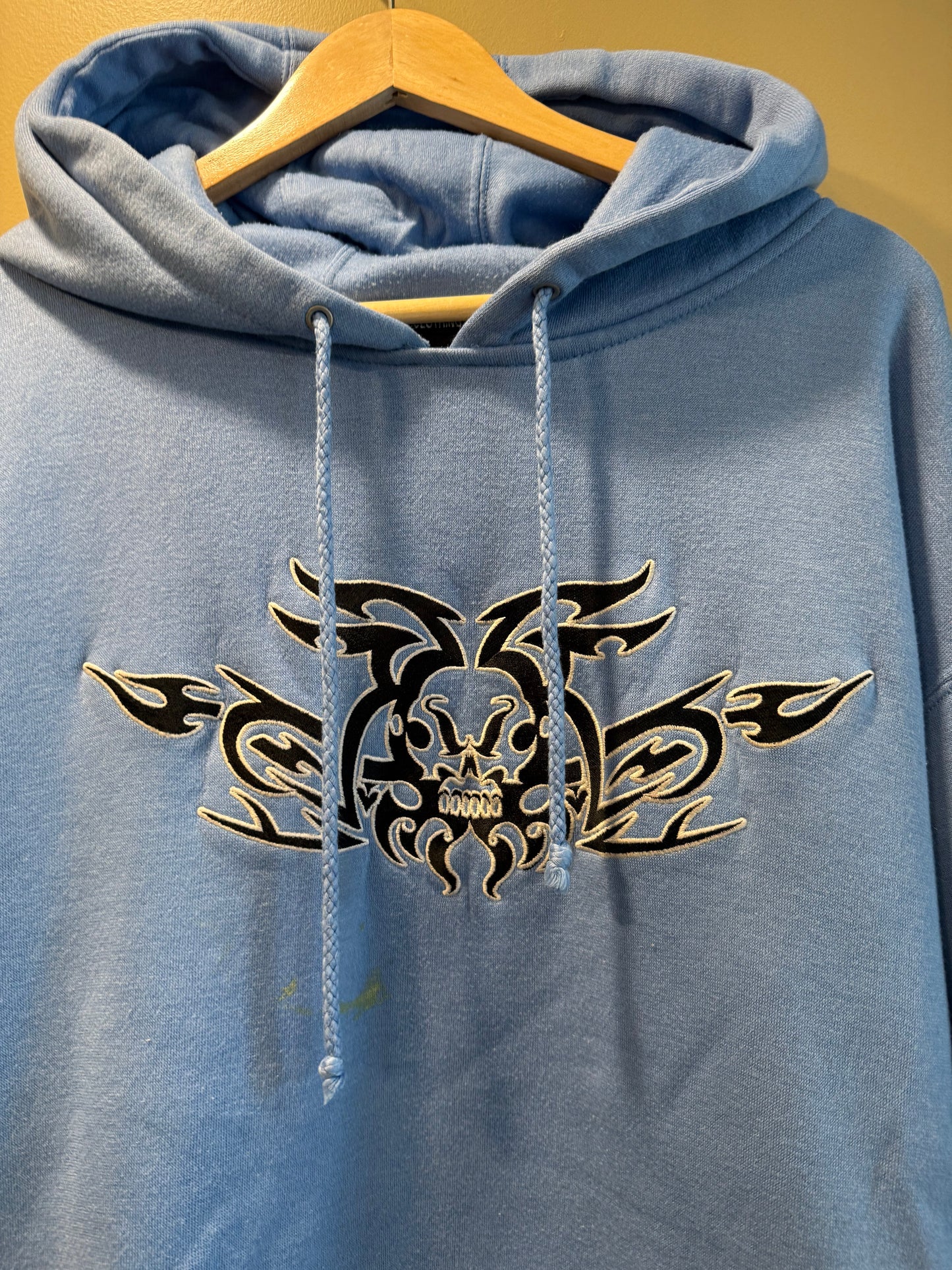 Vintage Y2K Top Heavy Blue Skull Hoodie Sweatshirt- XL