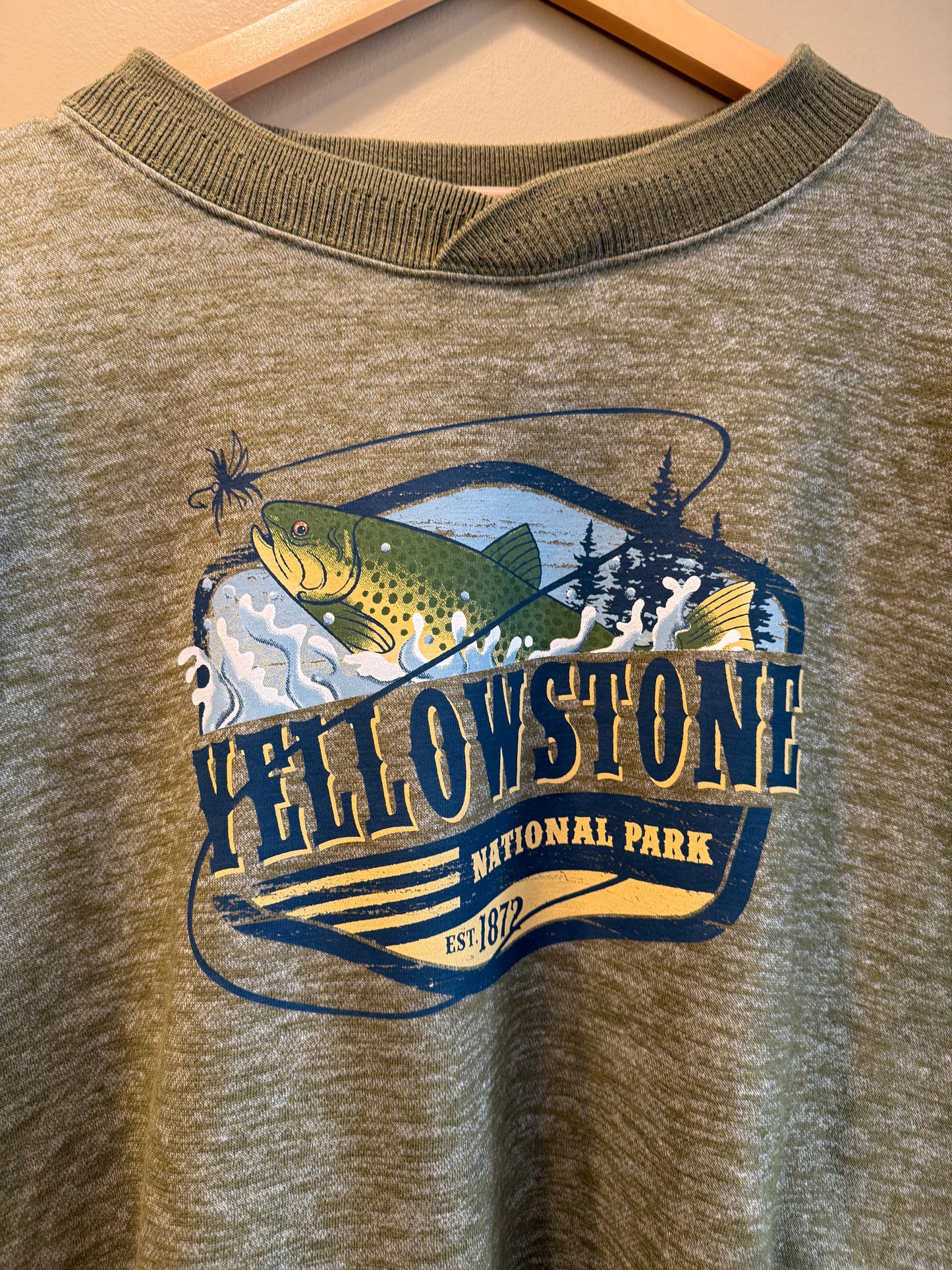 Vintage Yellowstone National Park Green Crewneck Sweatshirt- XXL