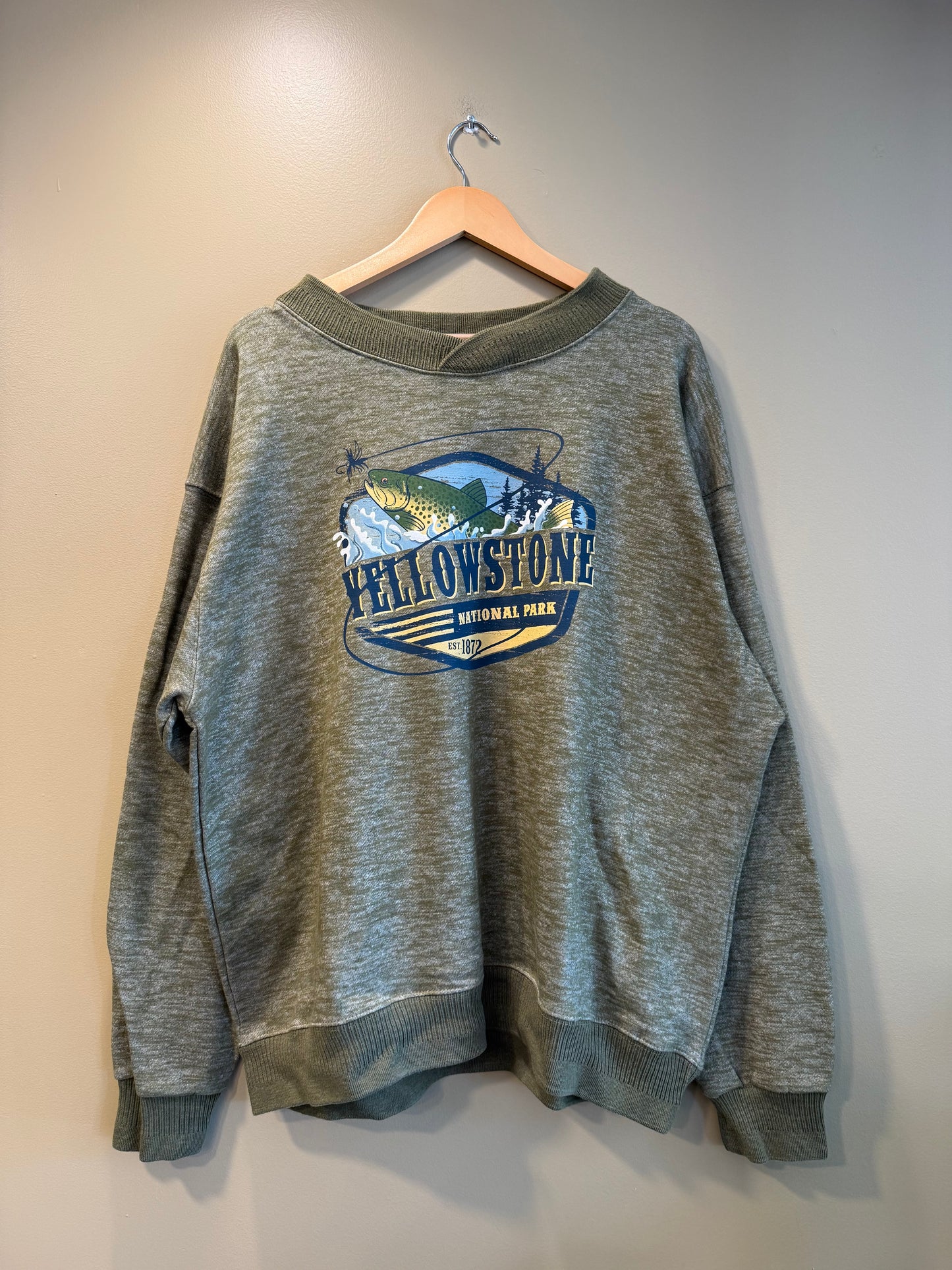 Vintage Yellowstone National Park Green Crewneck Sweatshirt- XXL