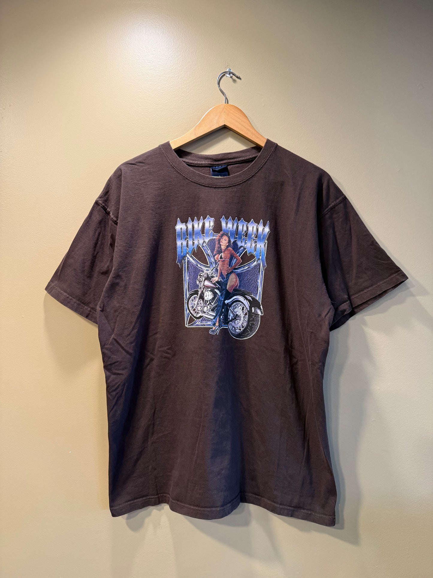 Vintage Bike Week Model Brown T-Shirt- XL
