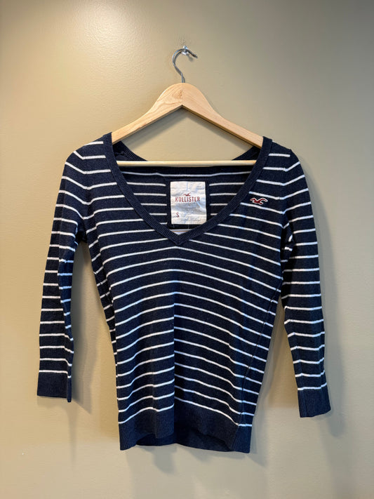 Vintage Hollister Striped Navy Blue Sweater- S
