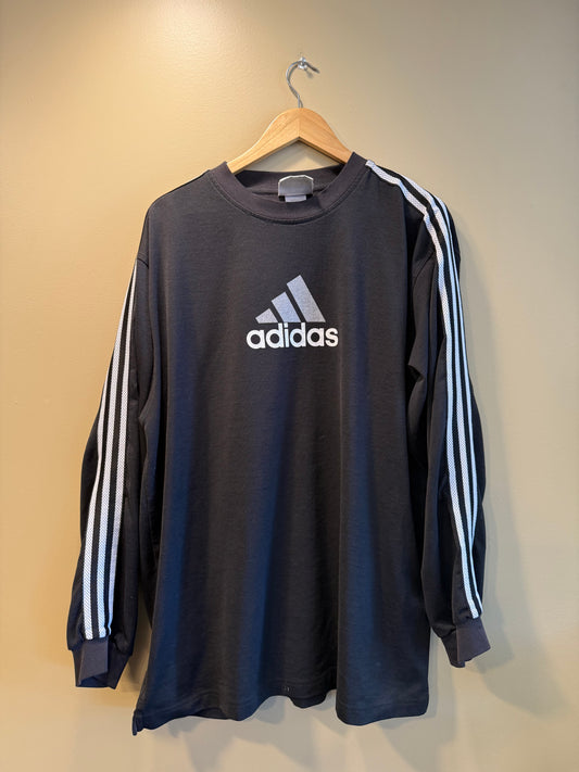 Vintage Adidas Black Long Sleeve Jersey Shirt- XL