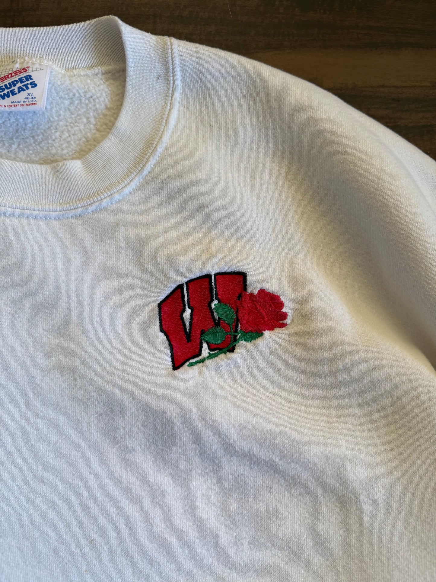 Vintage University of Wisconsin Rose Bowl White Crewneck Sweatshirt- XL