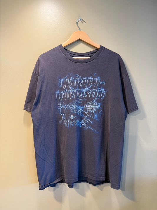 Vintage Harley Davidson Blue Flame Motorcycle T-Shirt- XL