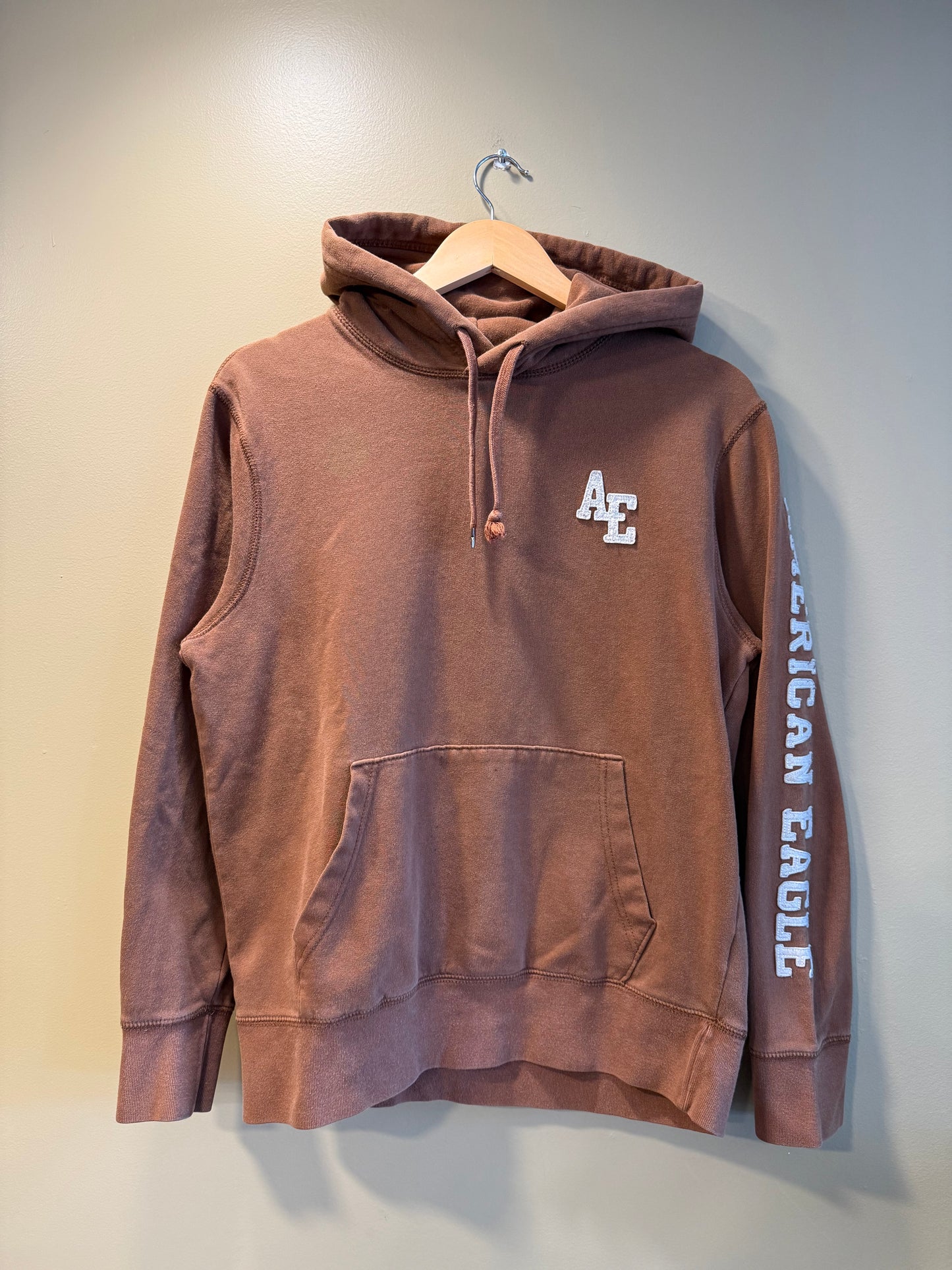 Vintage Y2K American Eagle Brown Hoodie Sweatshirt- S
