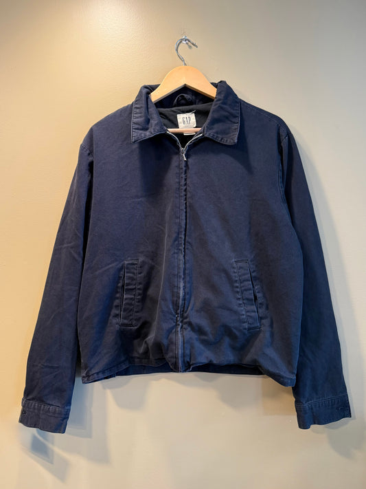 Vintage Gap Black Cotton Zip-Up Harrington Jacket- M
