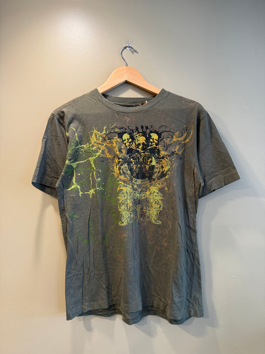 Vintage Green Skulls Gothic T-Shirt- M