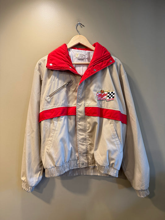 Vintage Miller High Life Racing Zip-Up Tan Jacket- L