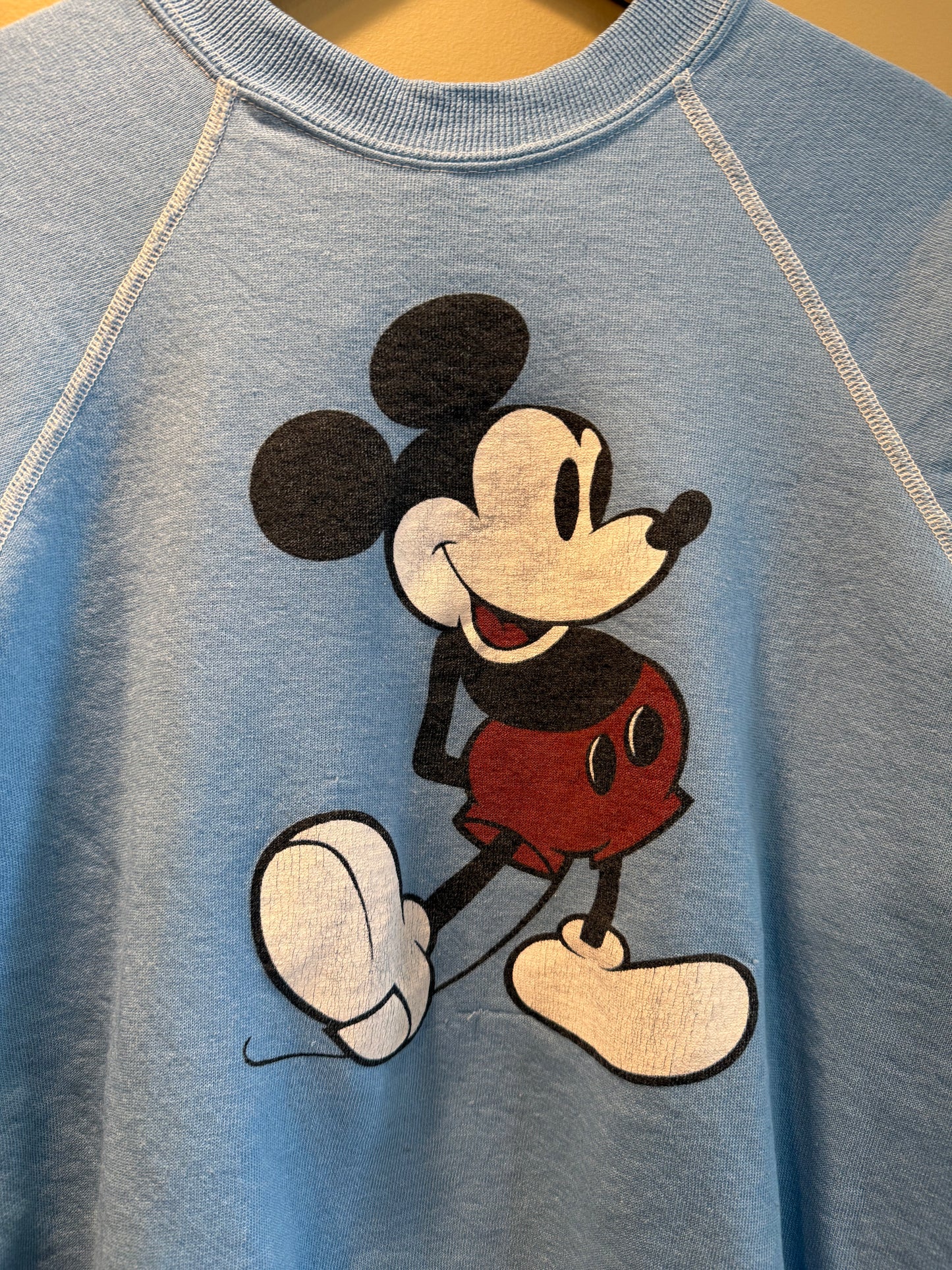 Vintage 80s Disney Mickey Mouse Blue Raglan Crewneck Sweatshirt- S