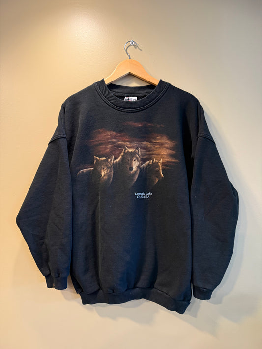 Vintage Lovesick Lake Canada Wolves Nature Crewneck- XL