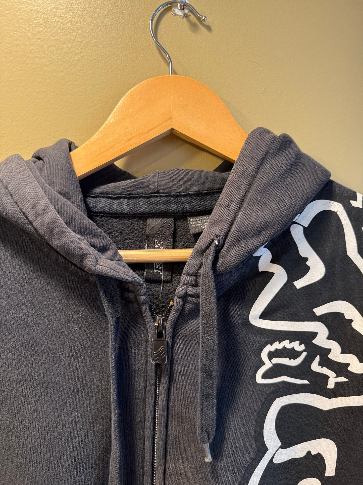 Vintage Fox Racing Black Zip-Up Hoodie Sweatshirt- L