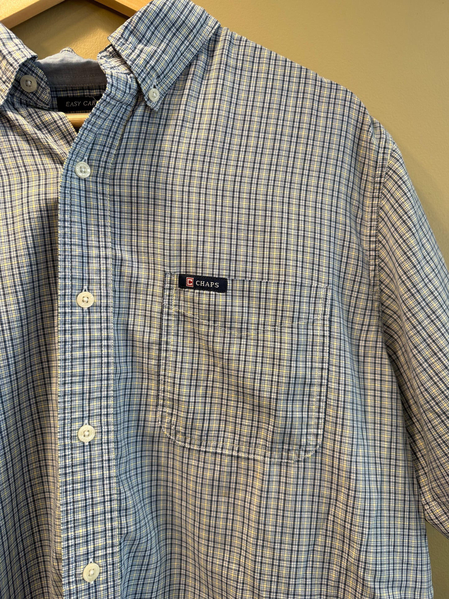 Vintage Chaps Ralph Lauren Blue Checkered Button-Up Shirt- L