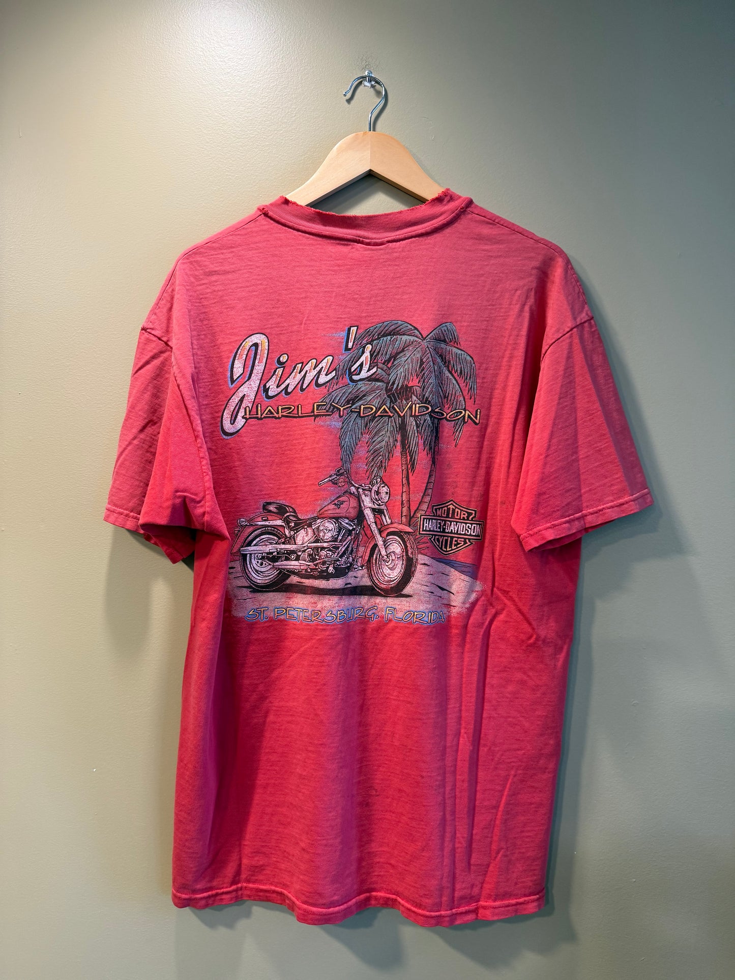Vintage Harley Davidson Red St. Petersburg Florida T-Shirt- XL