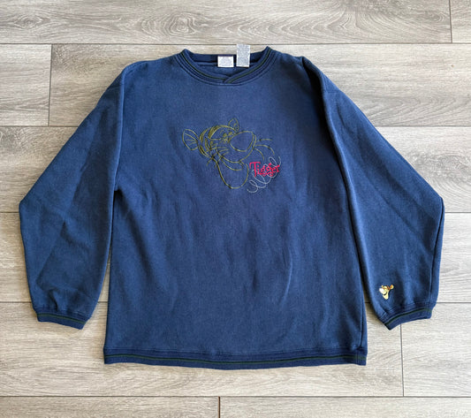 Vintage Tigger Embroidered Navy Blue Crewneck Sweatshirt- L