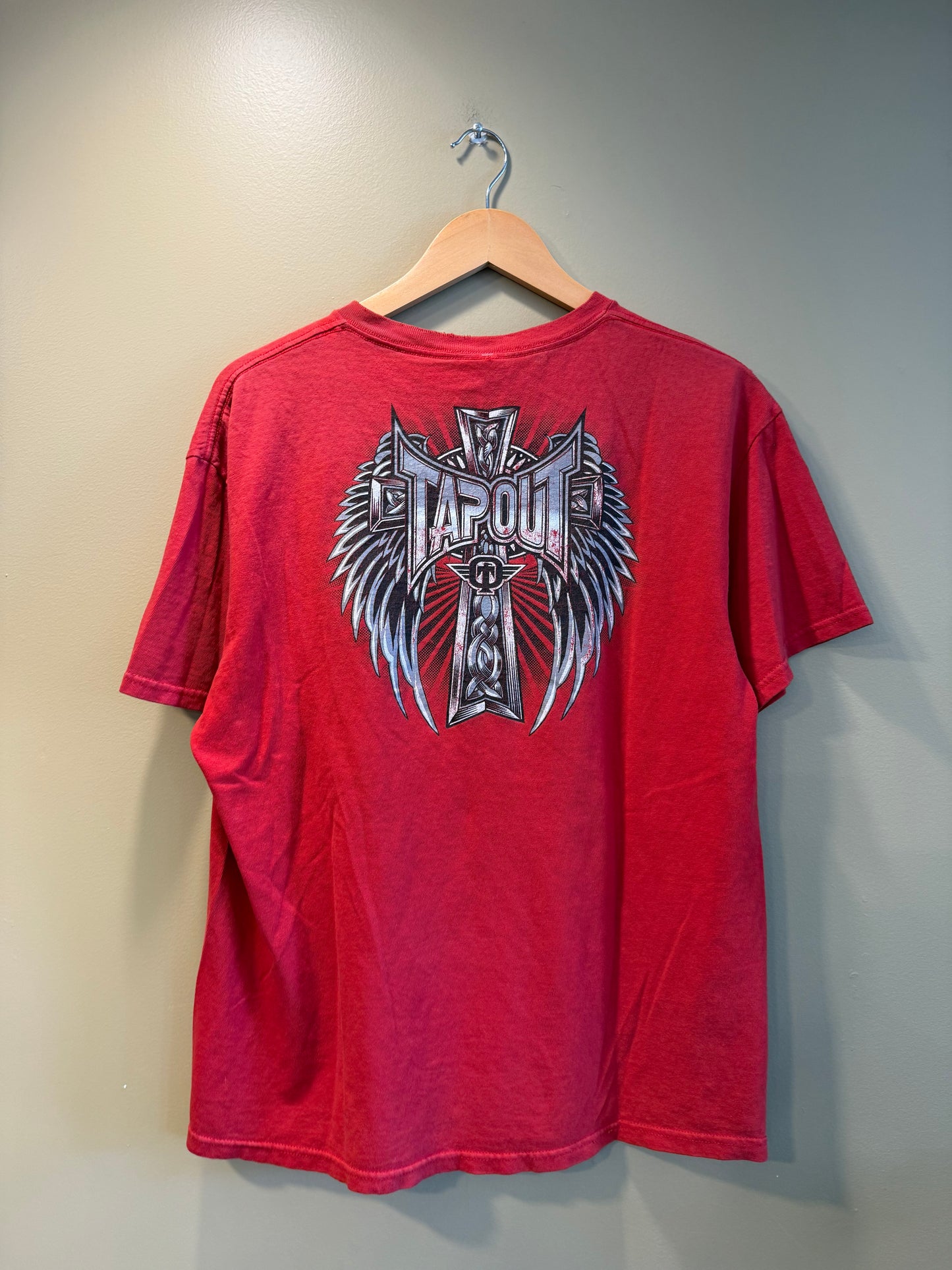Vintage Y2K Tap Out Red Cross T-Shirt- L
